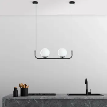 Llambë tavani Opviq Faruk, metal i zi, 2 copa, 56x15x20-110cm