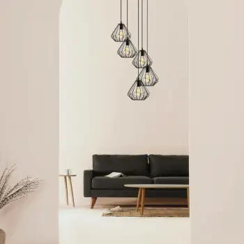 Llambë tavani Opviq, model Diamond - 704-5S2, e zezë, 5 llampa