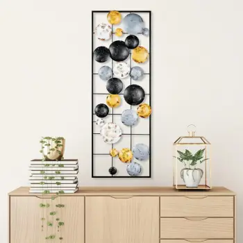 Aksesor dekorativ metalik për mur, Wallity Camber - 8, shumëngjyrësh, 32x90x4cm