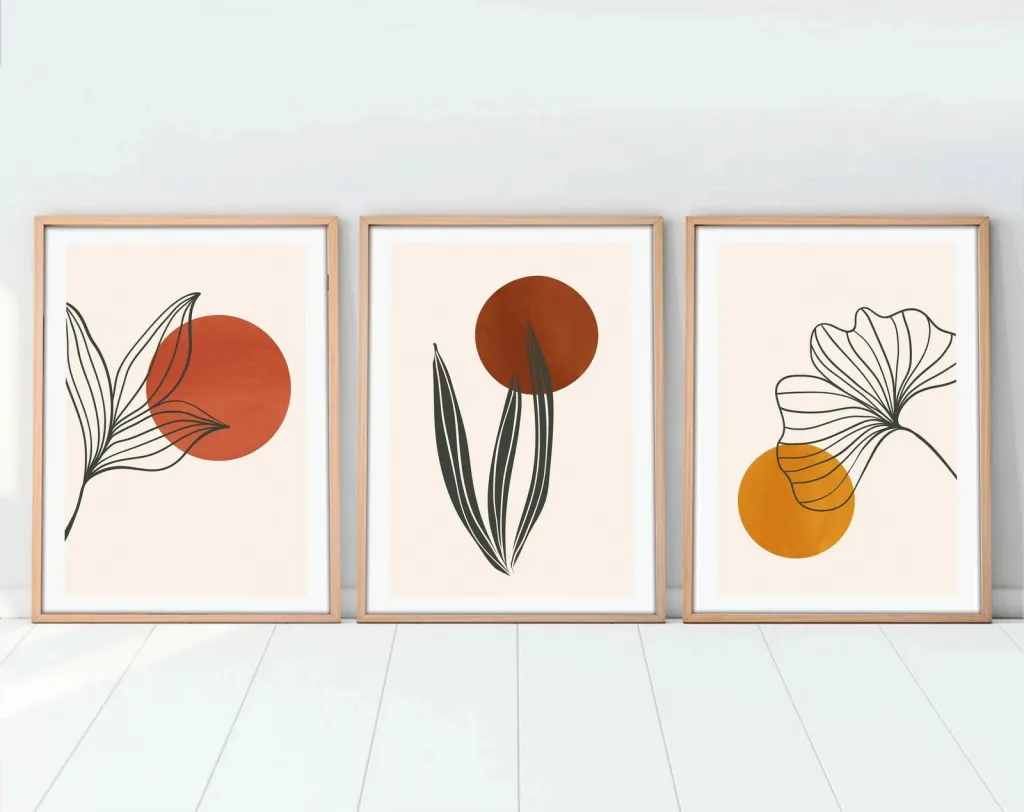 Pikturë dekorative me kornizë, MDF, 3 copë, Wallity, Huhu215, 50x70cm - 6