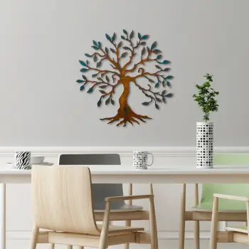 Aksesor dekorativ metalik për mur, Wallity, pemë, shumëngjyrësh, 60x60cm