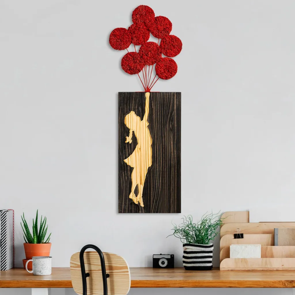 Aksesor dekorativ prej druri për mur, Wallity Banksy, 34x99cm - 1