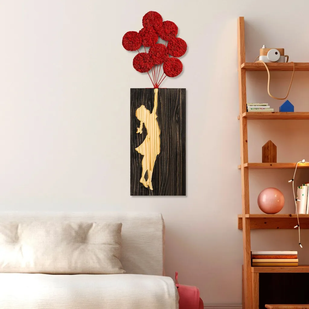 Aksesor dekorativ prej druri për mur, Wallity Banksy, 34x99cm - 2