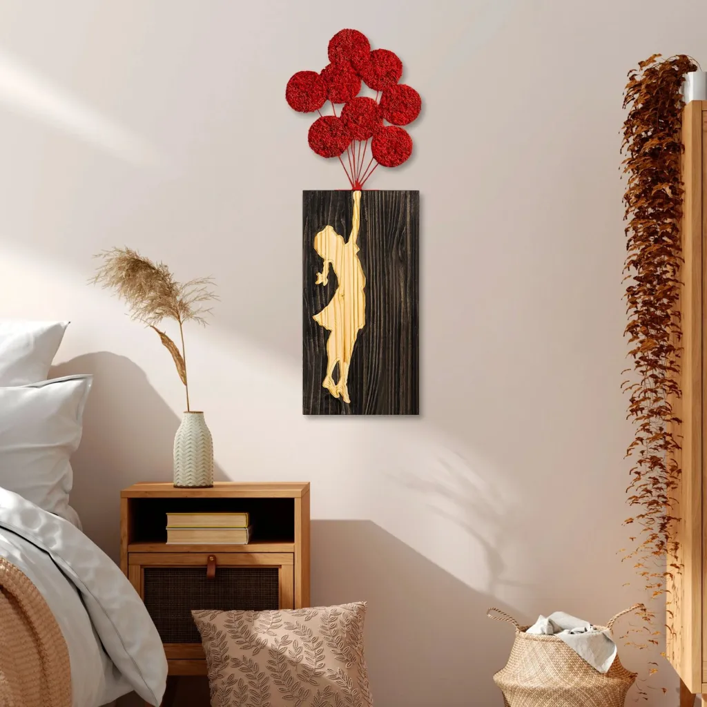 Aksesor dekorativ prej druri për mur, Wallity Banksy, 34x99cm - 3