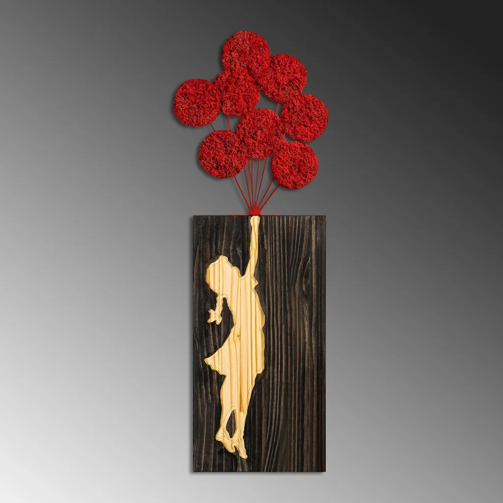 Aksesor dekorativ prej druri për mur, Wallity Banksy, 34x99cm - 4