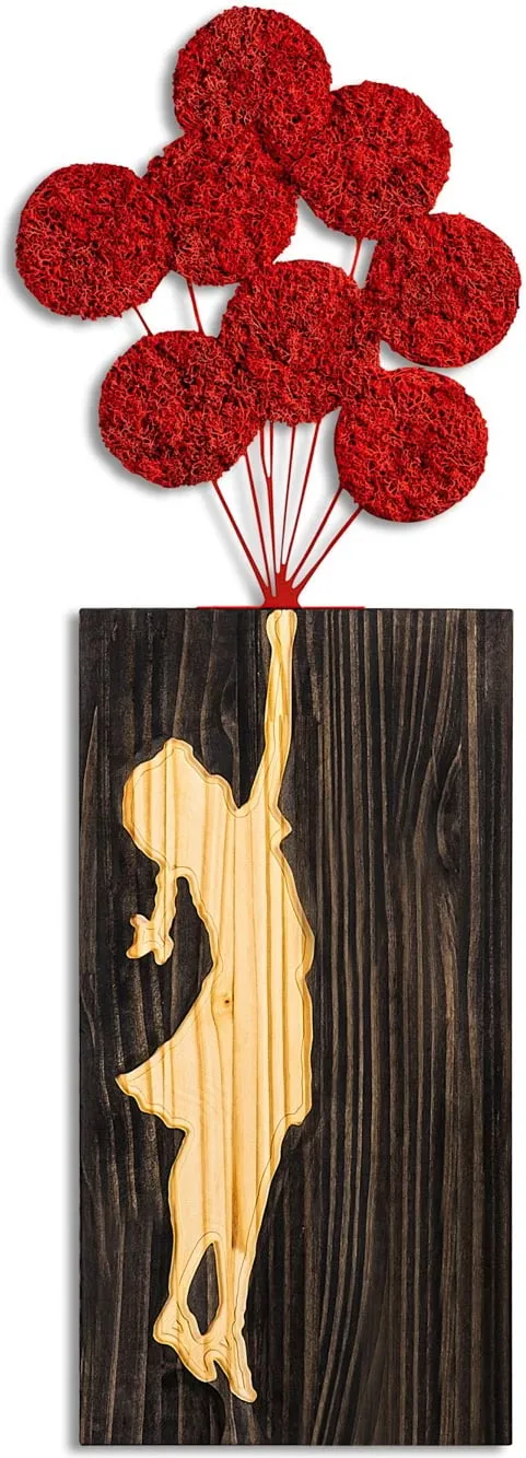 Aksesor dekorativ prej druri për mur, Wallity Banksy, 34x99cm - 8