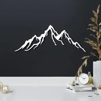 Aksesor muri dekorativ prej metali, model mali, ngjyrë e bardhë, 52x20cm