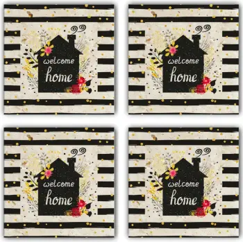 Set 4 copë mbrojtëse xhami dekorative, gur natyral, shumëngjyrëshe, Hermia, TBA4505113661
