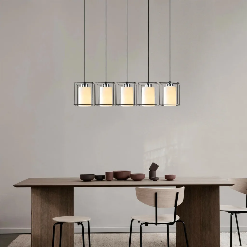 Llambadar Opviq Swank, i zi, 5 llampa, 85x113cm - 1