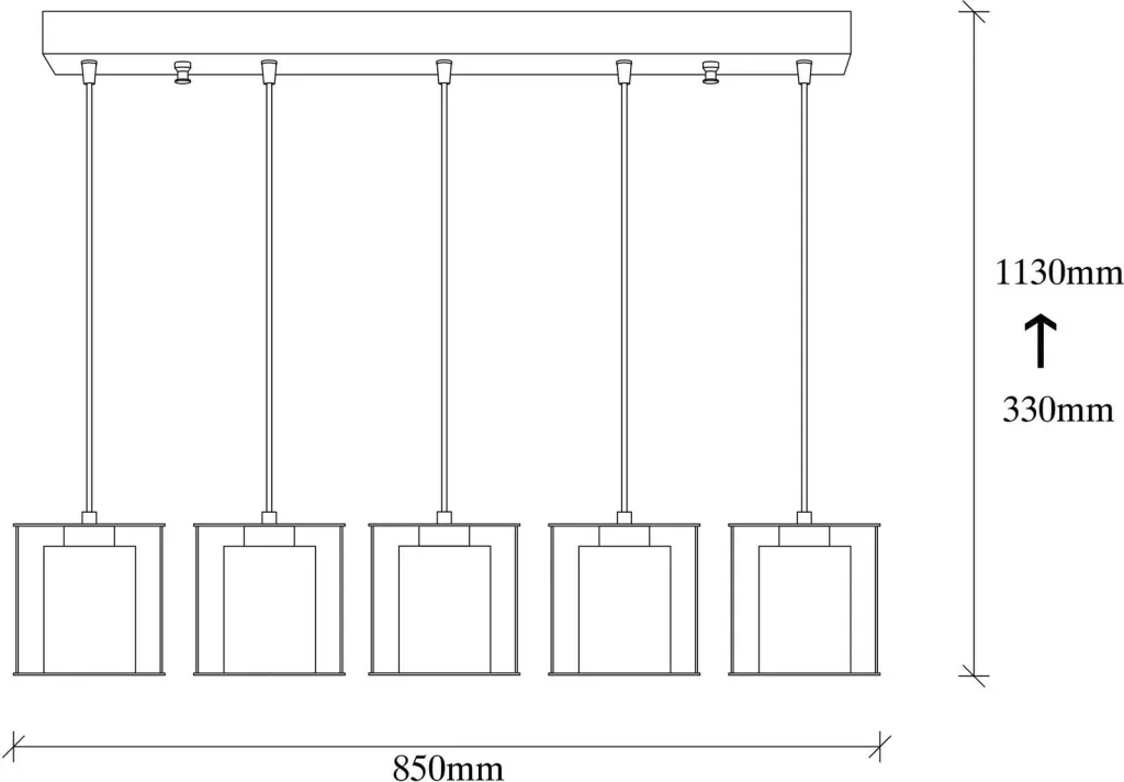 Llambadar Opviq Swank, i zi, 5 llampa, 85x113cm - 3