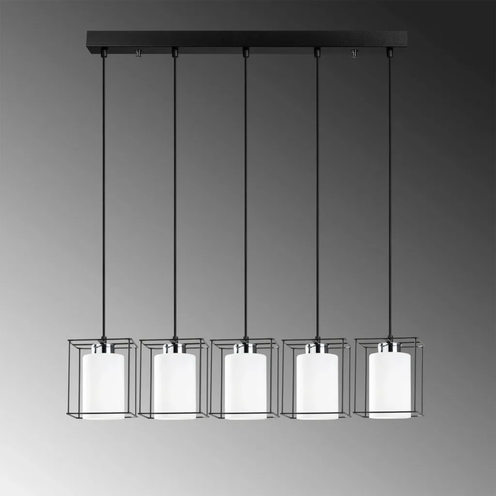 Llambadar Opviq Swank, i zi, 5 llampa, 85x113cm - 4