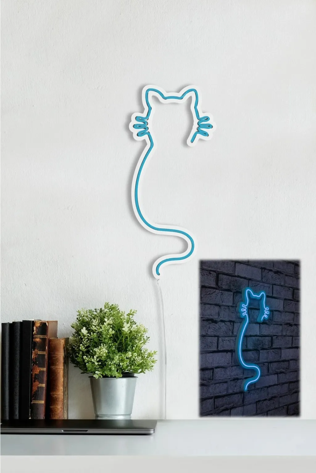 Dritë dekorative LED plastike, formë mace, ngjyrë kaltër - 3