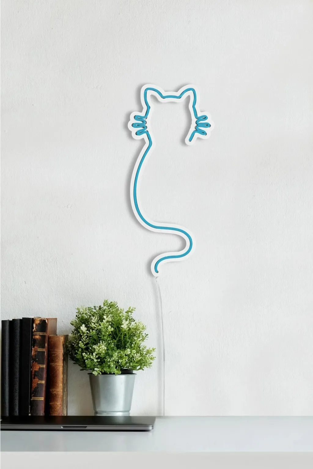 Dritë dekorative LED plastike, formë mace, ngjyrë kaltër - 5