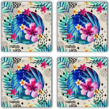 Set 4 copë mbajtëse gotash prej guri natyral, shumëngjyrëshe, Hermia, TBA615300041