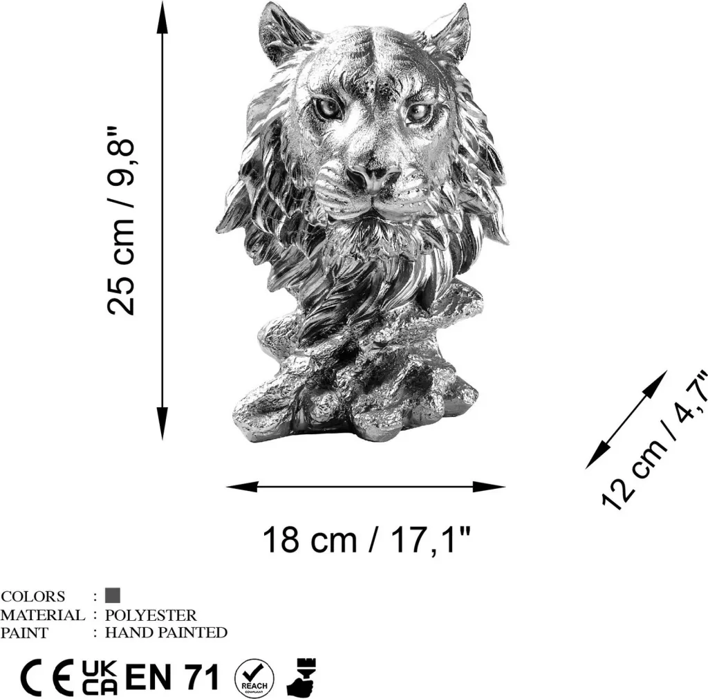 Objekt dekorativ, tigër, ngjyrë argjendi, Aberto Design - 8