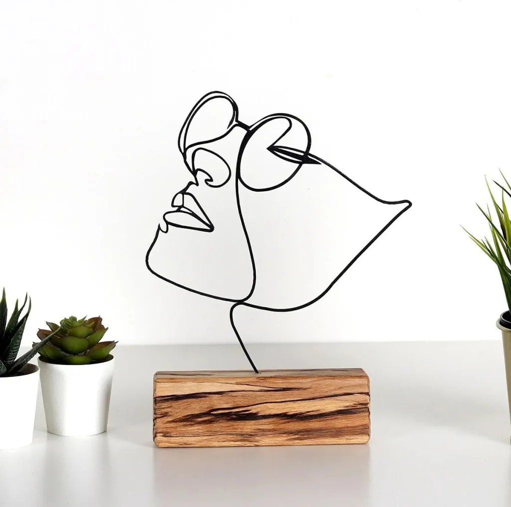 Objekt dekorativ Aberto Design, M-037, metal i zi, bazë druri, 17x31x3.5cm - 1