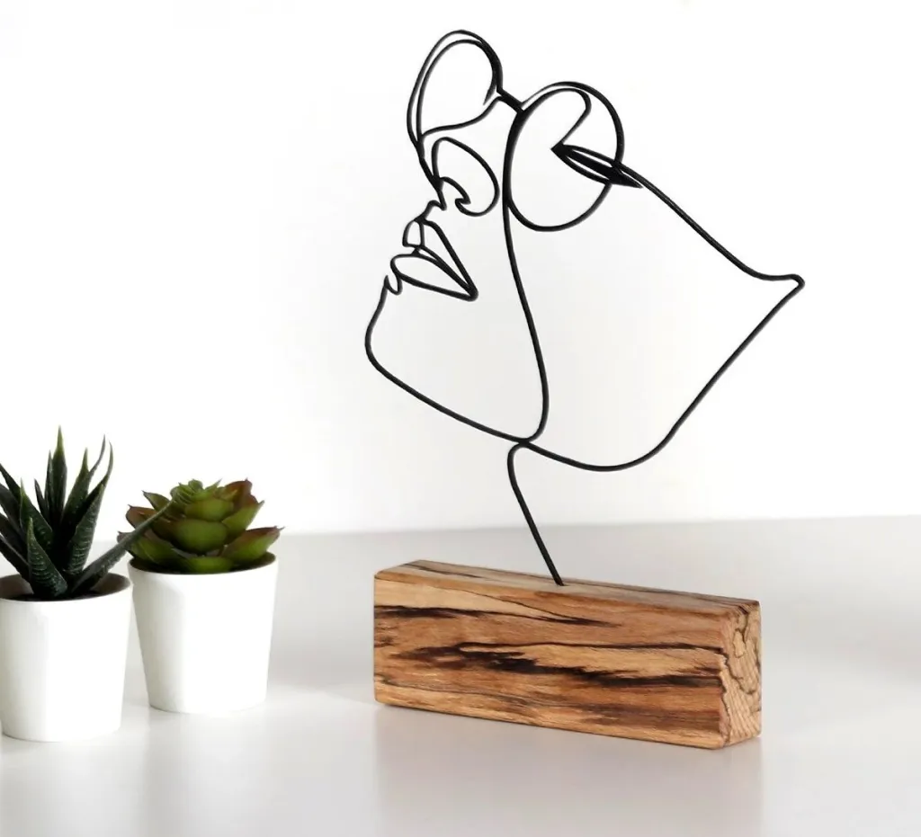 Objekt dekorativ Aberto Design, M-037, metal i zi, bazë druri, 17x31x3.5cm - 2