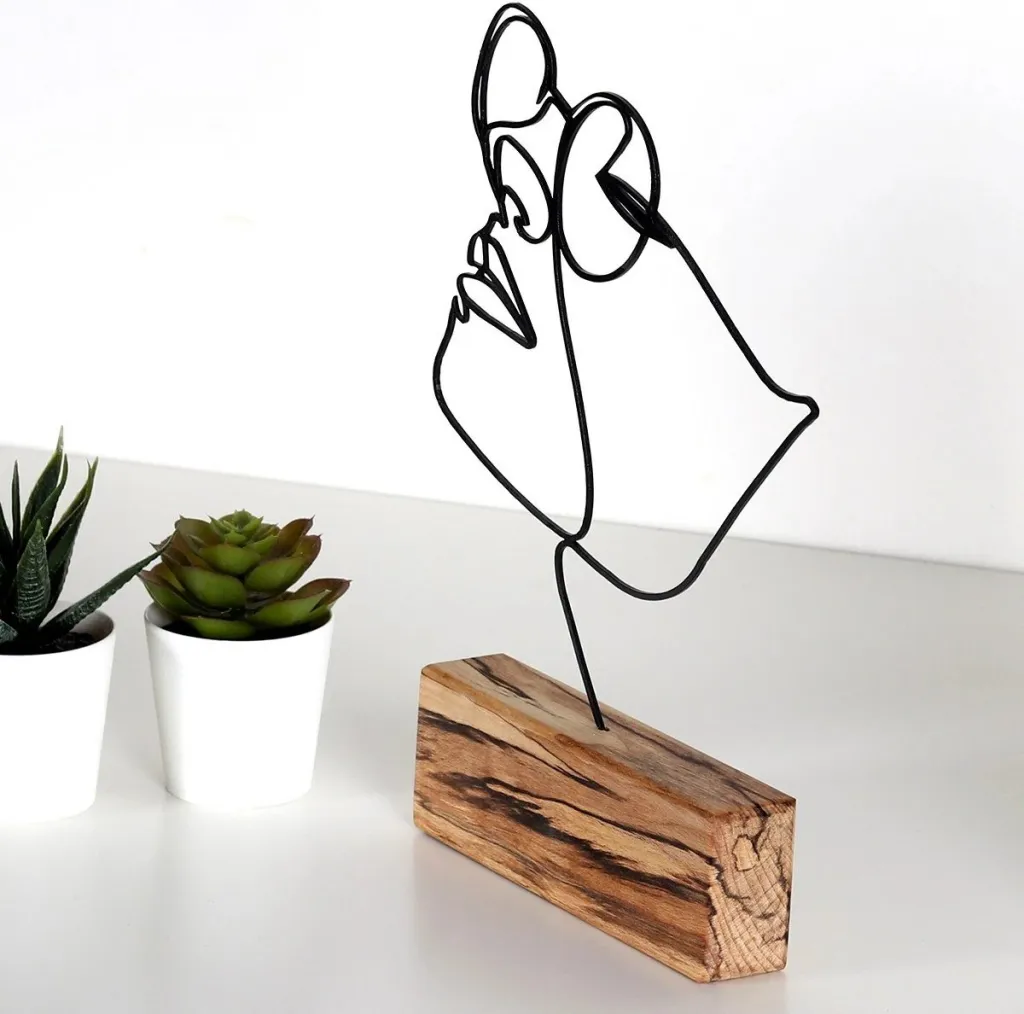 Objekt dekorativ Aberto Design, M-037, metal i zi, bazë druri, 17x31x3.5cm - 3
