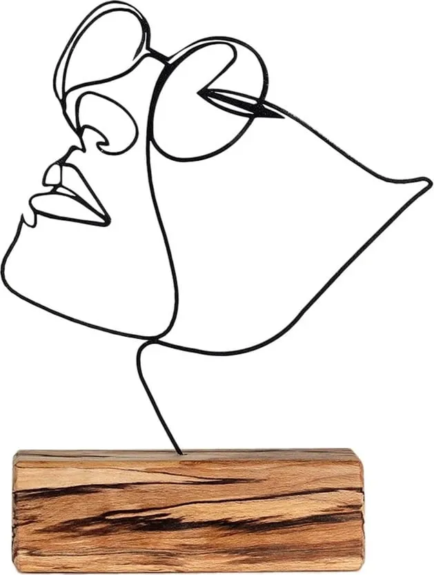 Objekt dekorativ Aberto Design, M-037, metal i zi, bazë druri, 17x31x3.5cm - 4