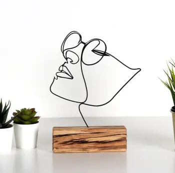 Objekt dekorativ Aberto Design, M-037, metal i zi, bazë druri, 17x31x3.5cm