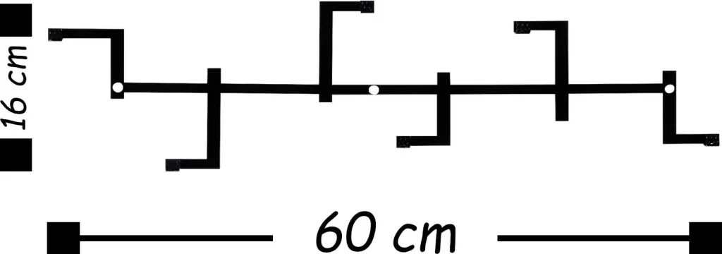 Varëse muri prej metali Wallity, Strip, e zezë, 60x16cm - 3