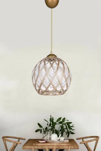 Llambë tavani Opviq, HM024, plastikë, kapak pambuku, e bardhë dhe argjendtë, 22x54cm