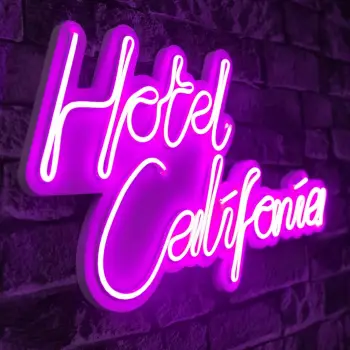 Dritë murale dekorative plastike LED, Hotel California, rozë