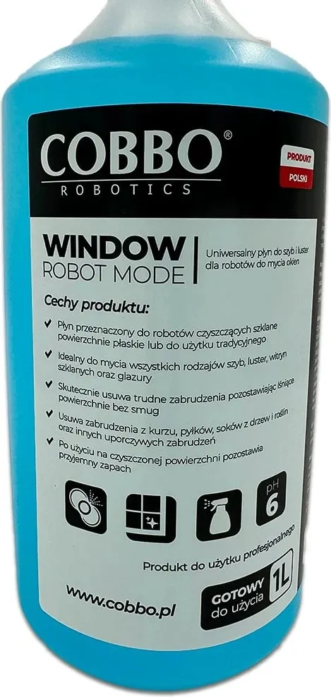 Lëng pastrimi për dritare Cobbo, 1L, për robotë dhe përdorim manual, Blu - 2