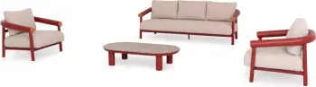 Set lounge për jashtë, 4 pjesë, EUTOPIA CD6237.05, alumin i kuq, tekstil OLEFIN bezhë, xham i printuar