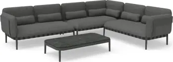 Set lounge për jashtë, 4 pjesë, PEGASUS CD6199.01, alumin, litar, material OLEFIN, ngjyrë gri e errët