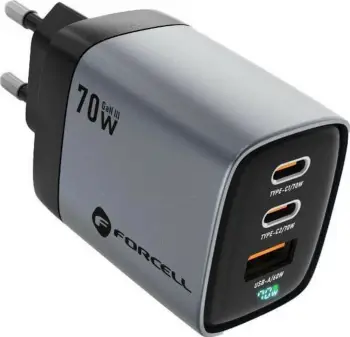 Karikues rrjeti Forcell F-ENERGY GaN III VT-37, 2x USB-C + USB-A, 70W, gri