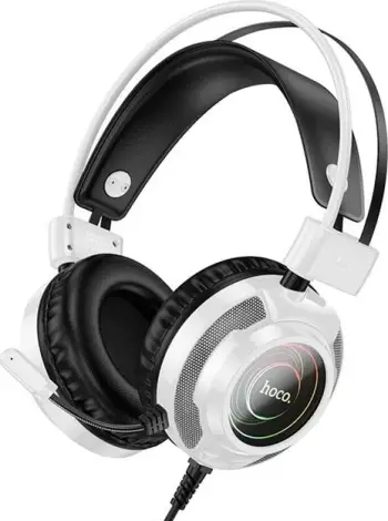Kufje gaming HOCO W110 me tela, USB + Jack 3.5mm, të bardha