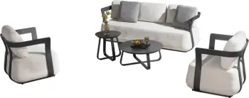Set mobiljesh lounge për jashtë, 5 pjesë, PACIFIC CD6253.01, alumin gri i errët, material krem