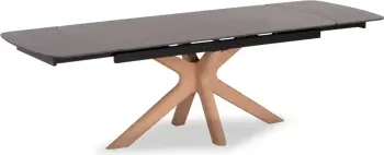 Tavolinë ngrënieje HORIZON, sipërfaqe qeramike, këmbë betule me faner frashëri, 180x90x76cm