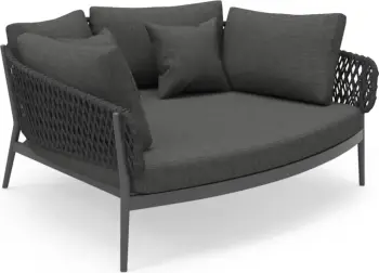 Daybed 2-vendësh CAMELLIA, alumin i zi, litar poliestër, jastëkë OLEFIN, 164x144x70cm