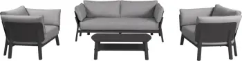 Set lounge për jashtë, 4 pjesë, ENASTRON CD6194.01, alumin gri i errët & material gri olefin