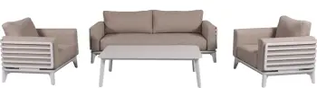 Set lounge për jashtë, 4 pjesë, ORION CD6192.02, alumin i bardhë, jastëkë bezhë