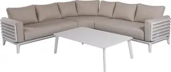 Set lounge për jashtë, 4 pjesë, kënd ORION, alumin i bardhë, jastëkë bezhë, CD6191.02
