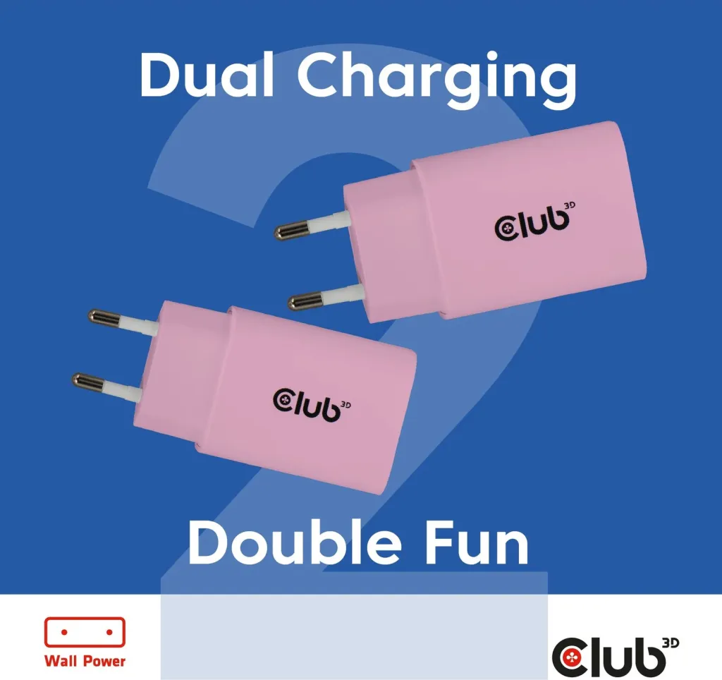 Karikues USB-C Club3D CAC-3021, 30W, 2 copë, rozë - 2