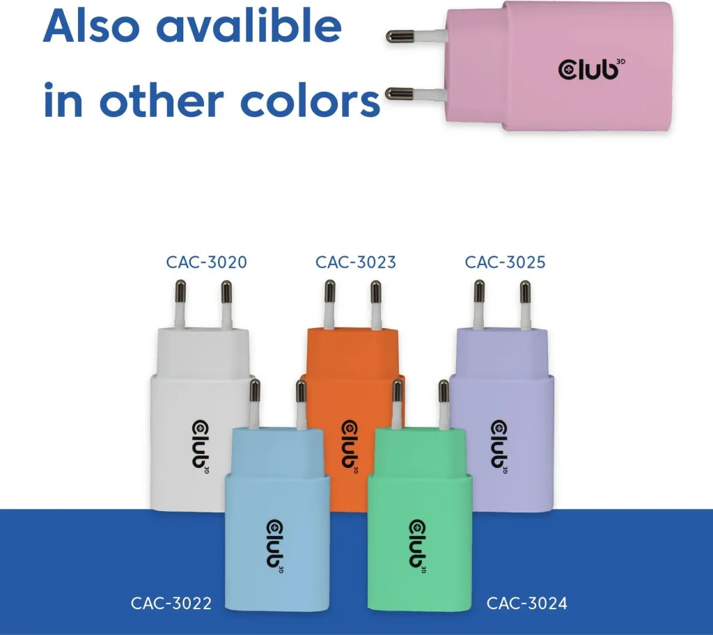 Karikues USB-C Club3D CAC-3021, 30W, 2 copë, rozë - 6