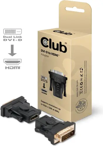 Adapter DVI në HDMI Club3D, DVI-D Dual Link, rezolucion deri 1920x1200, i zi