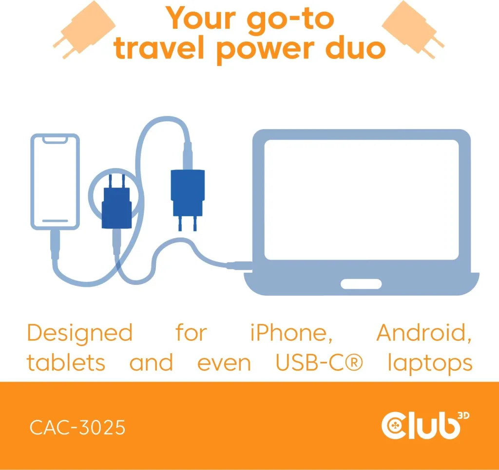 Karikues USB-C Club3D CAC-3025 30W, 2 copë, lila - 4