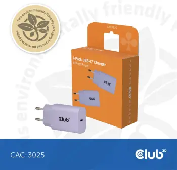 Karikues USB-C Club3D CAC-3025 30W, 2 copë, lila