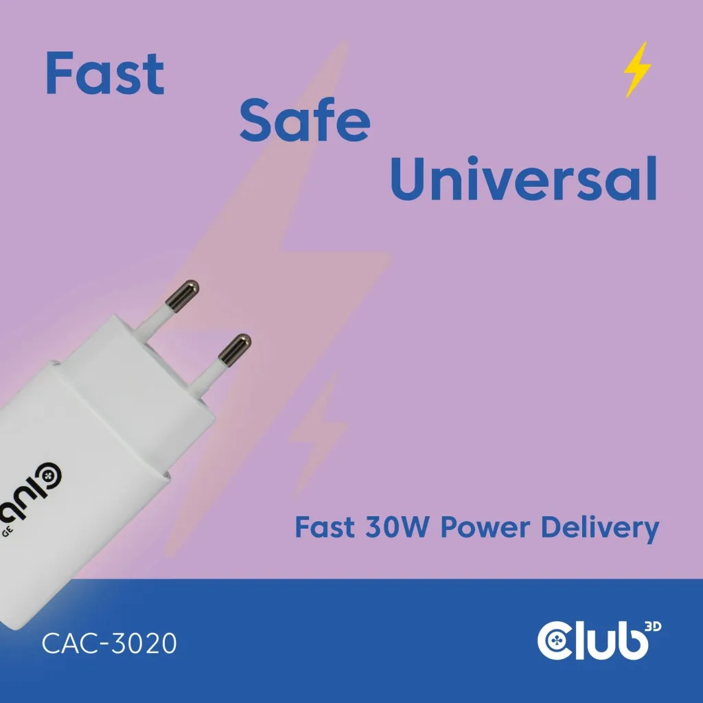 Karikues USB-C Club3D CAC-3020 30W, 2 copë, i bardhë - 11