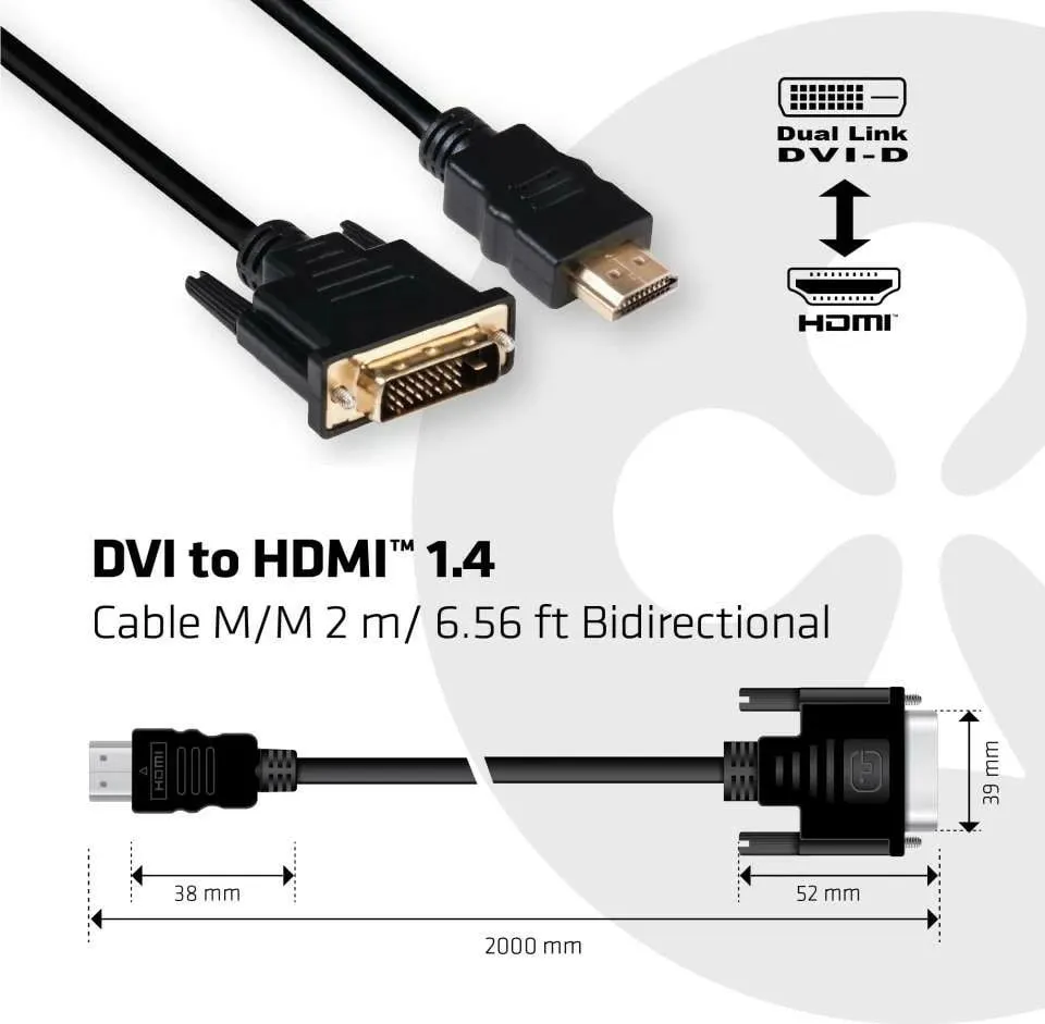 Kabllo DVI në HDMI Club3D 2m 4K30Hz e zezë - 3