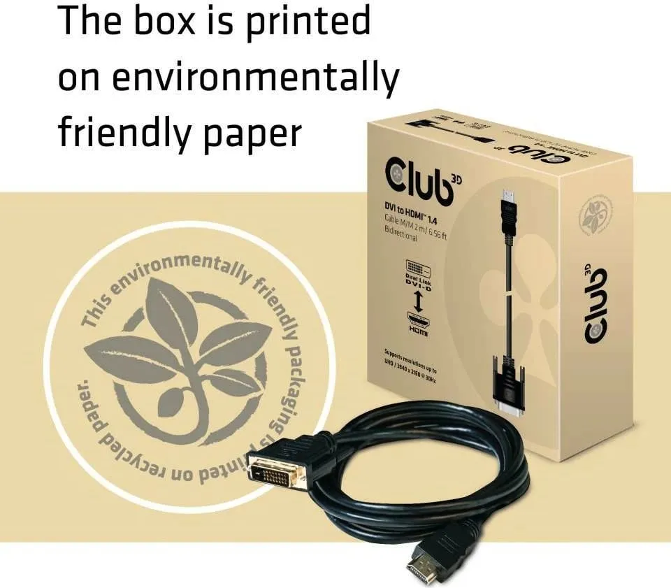 Kabllo DVI në HDMI Club3D 2m 4K30Hz e zezë - 5