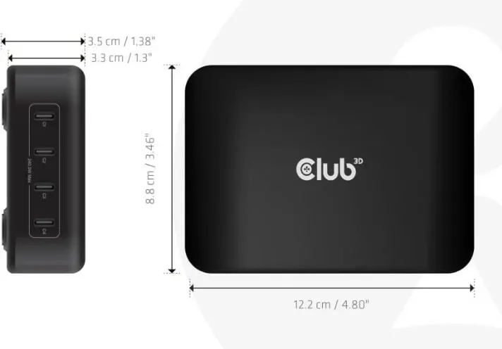 Karikues Club3D 4xUSB Type-C PD 240W, GaN, i zi - 3