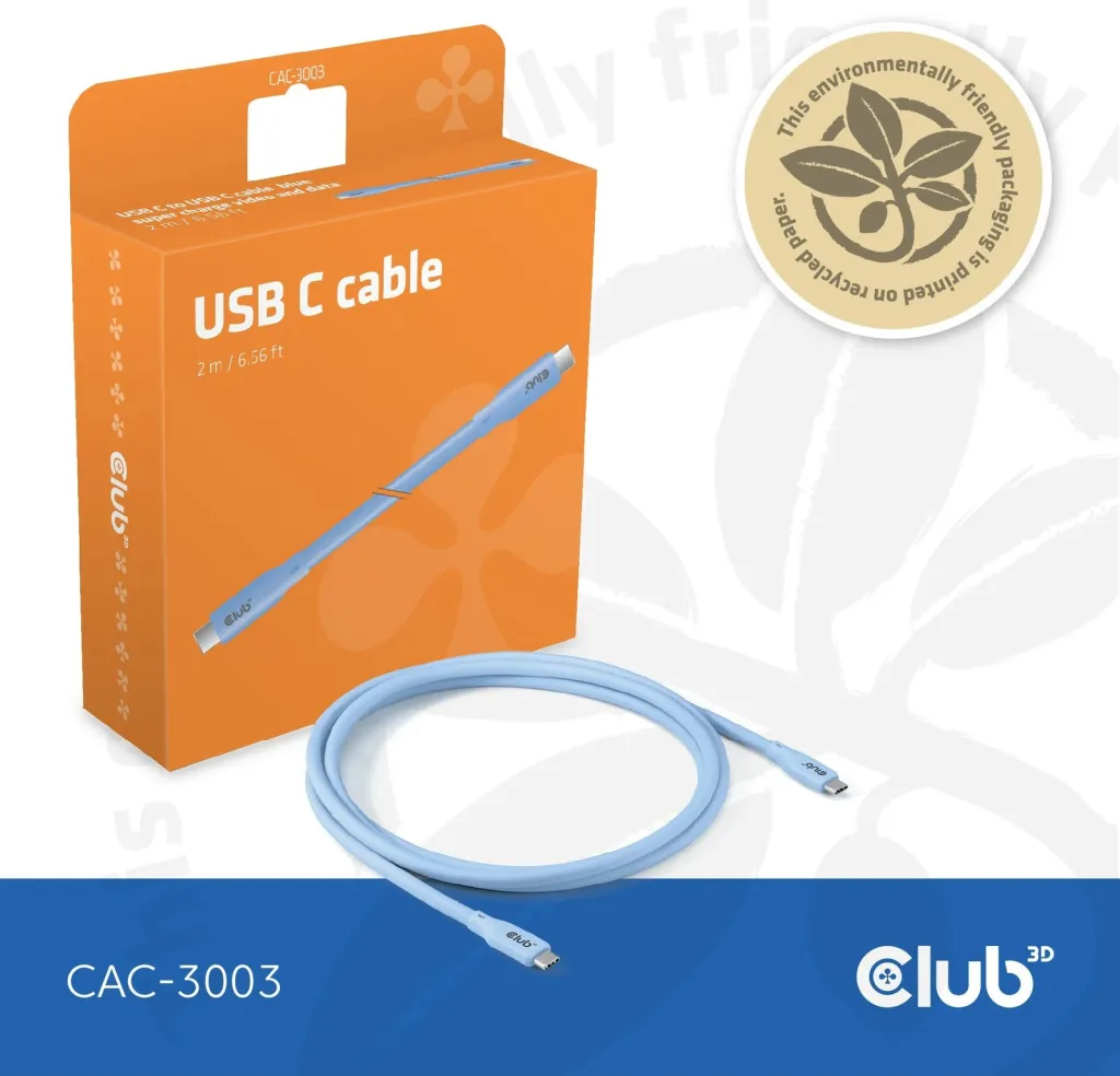 Kabllo USB-C Club3D CAC-3003, 2m, 240W, 20Gbps, blu - 8