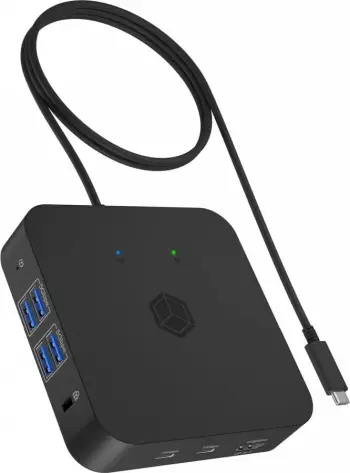 Docking station USB-C ICYBOX IB-DK4090-C 12-në-1, 85W PD, 3x HDMI 4K@60Hz, Gigabit LAN, e zezë