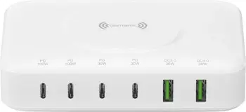 Stacion karikimi 4smarts 540570, 100W, 6 porta USB, wireless, i bardhë